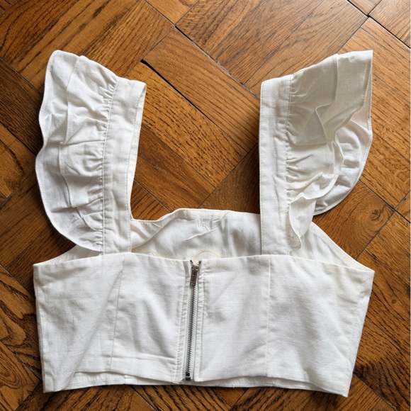 White Ruffled Cropped Tops - Picture 5 of 7